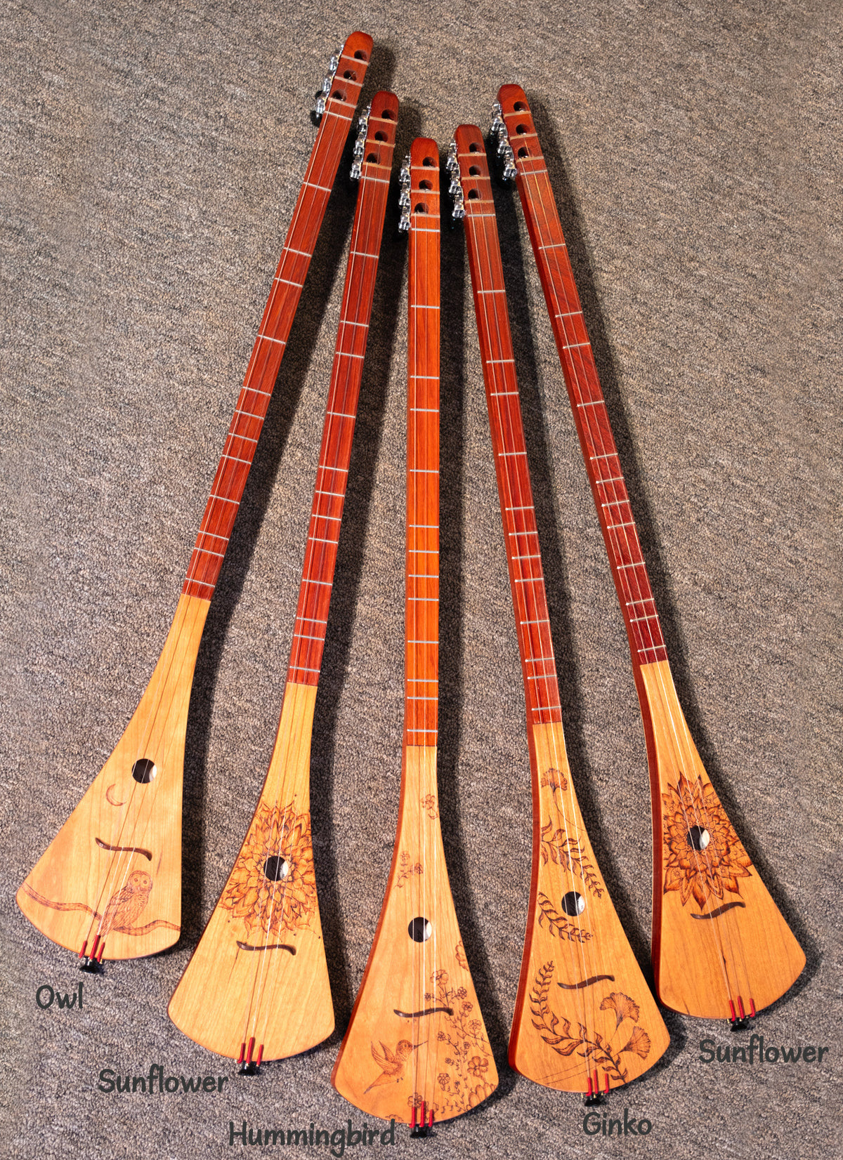 Woodburned Strumstick Designs